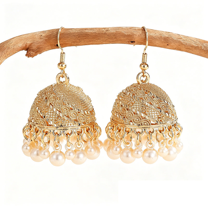 Pearl Dome Jhumka Earrings – Traditional Pakistani & Indian Drop Earrings