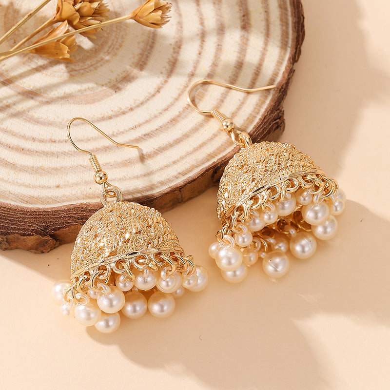 Pearl Dome Jhumka Earrings – Traditional Pakistani & Indian Drop Earrings