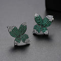 Flower Women Earrings Gun Black Fashion Jewelry Earrings CZ Stone Earrings