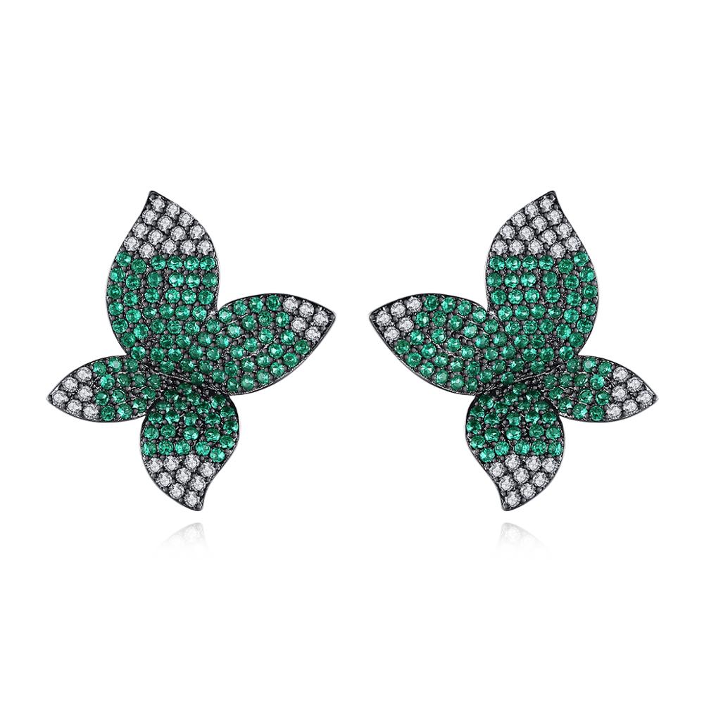 Flower Women Earrings Gun Black Fashion Jewelry Earrings CZ Stone Earrings
