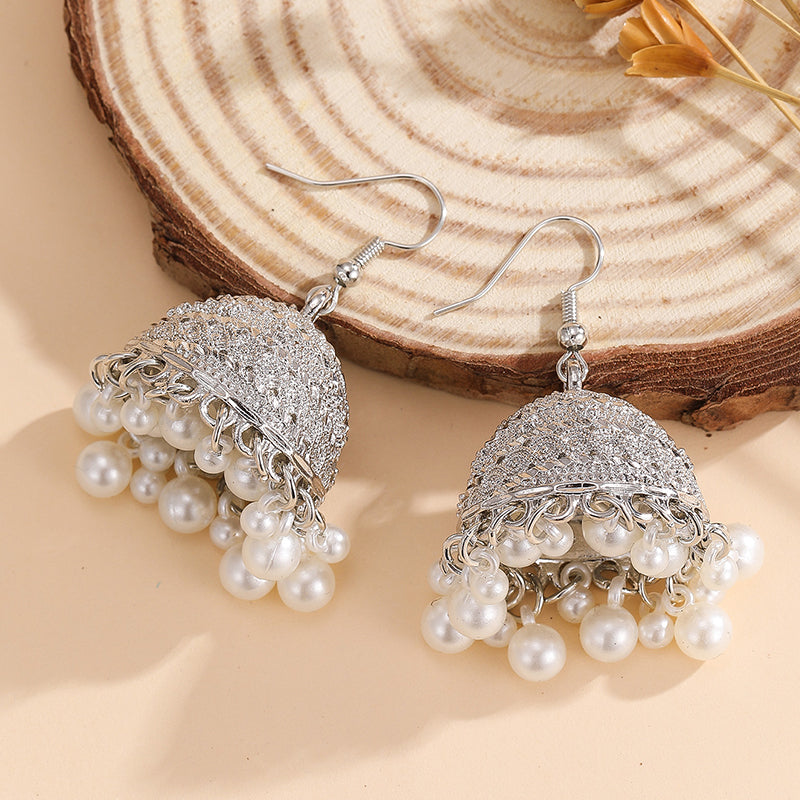Pearl Dome Jhumka Earrings – Traditional Pakistani & Indian Drop Earrings